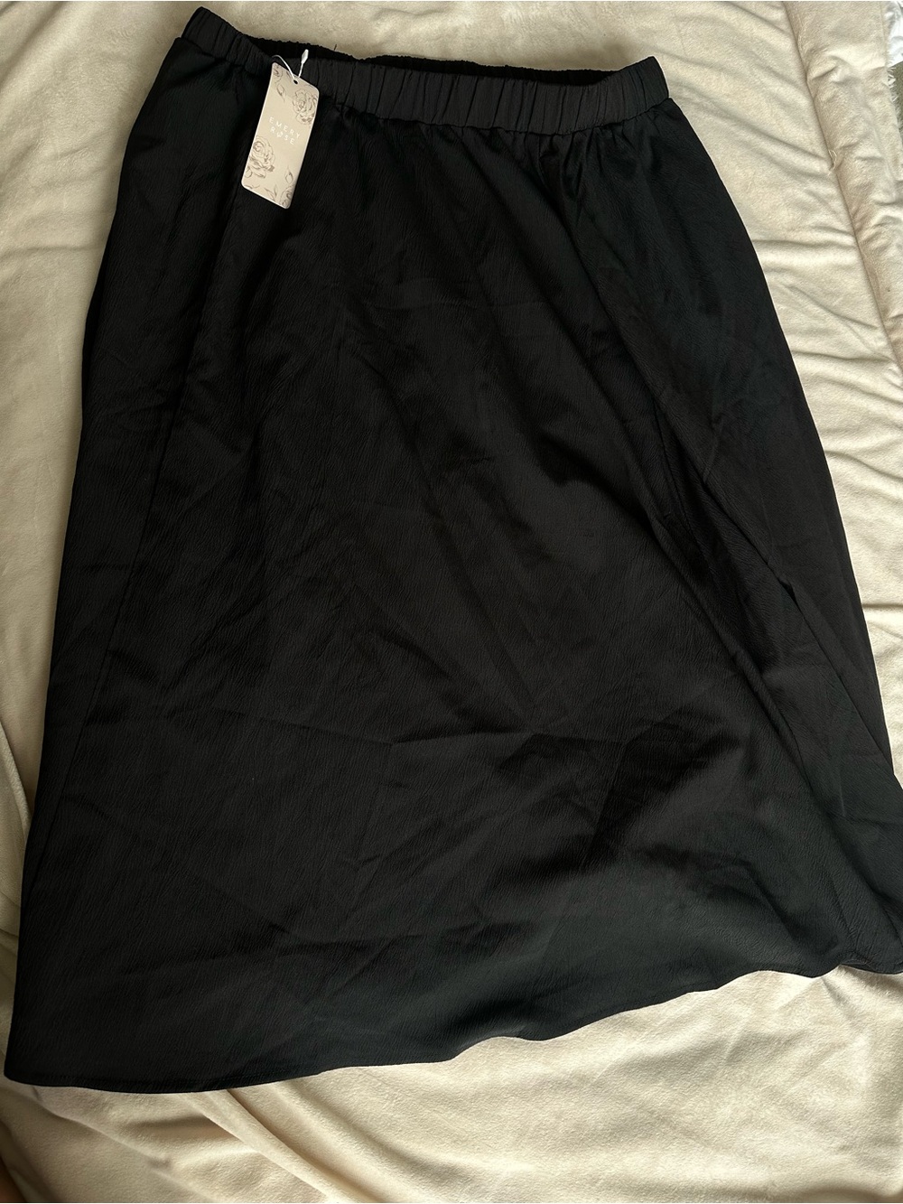 Black Elastic-Waist A-Line Skirt - Unbranded